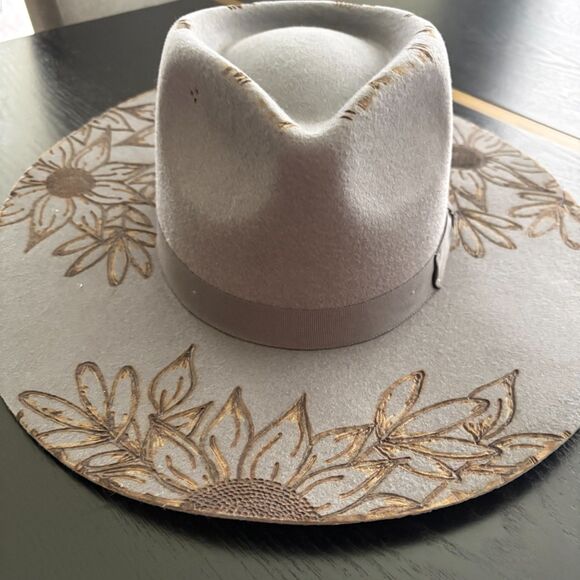 Shyanne Women’s Gray Western Hat Hand Painted Floral Sunflower Boho O/S - Picture 8 of 8